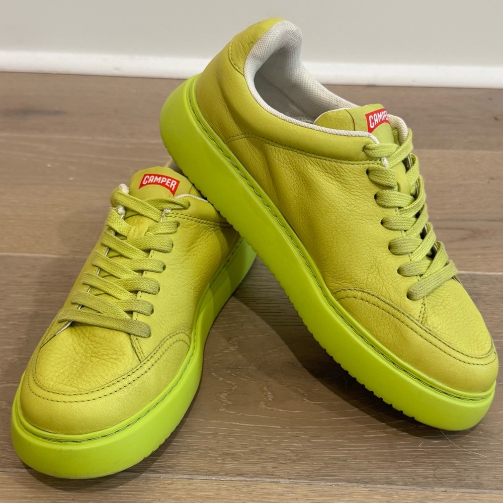 Camper Lime Green Leather Sneakers